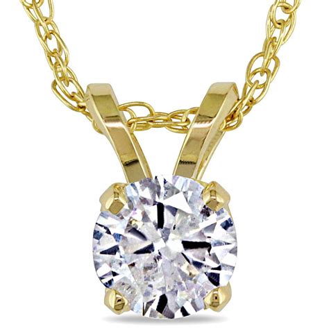 1/2ct Yellow Gold Round Diamond Solitaire Pendant 14K | eBay