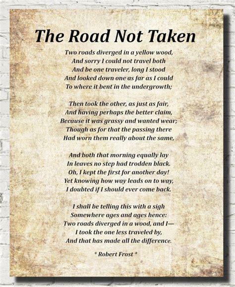 The Road Not Taken Poem by Robert Frost, Typography Print | Robert frost poems, Typography ...