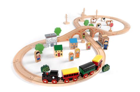 Wooden train sets with interlocking tracks : nostalgia