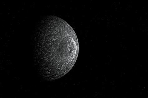 Premium Photo | Mimas the moon of saturn solar system