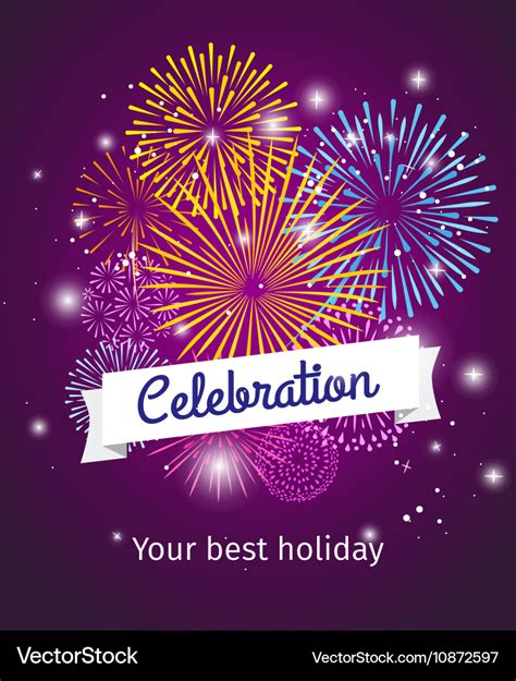 Fireworks celebration poster template Royalty Free Vector