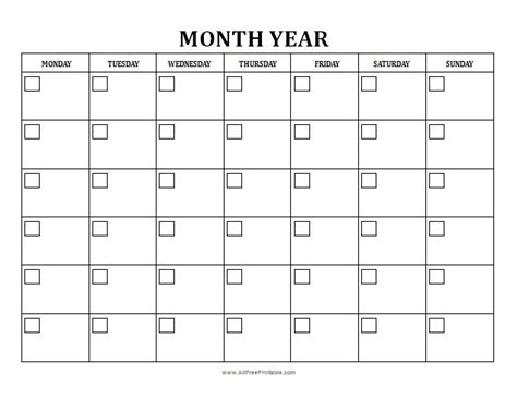 blank monthly calendar free printable - activity shelter - Debra Haley