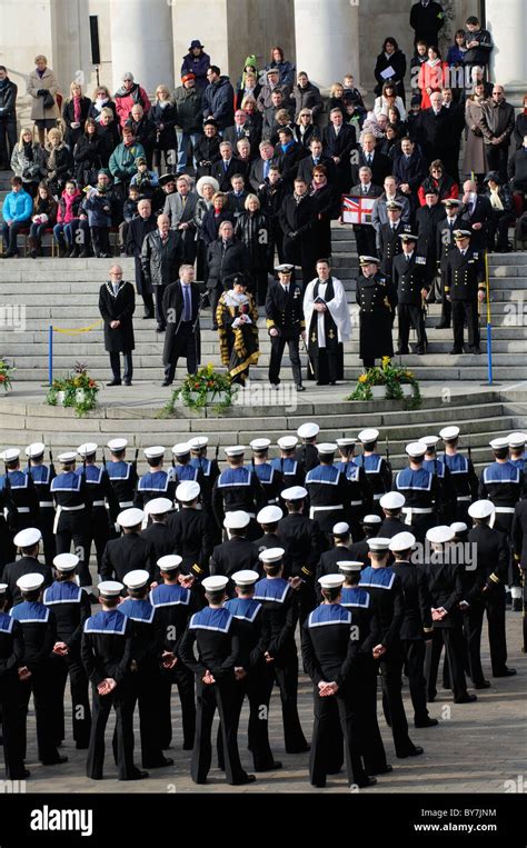 HMS Ark Royal famous aircraft carrier decommissioning parade on Guildhall Square Portsmouth ...