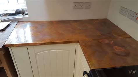 Aged copper worktops by ModumWorktops.co.uk | Worktops, Copper countertops, Copper kitchen