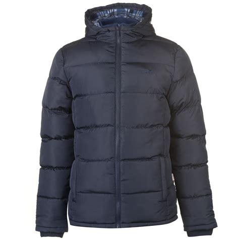 Lee Cooper Mens Two Zip Quilted Padded Jacket Bubble Coat Top Hooded Winter Warm