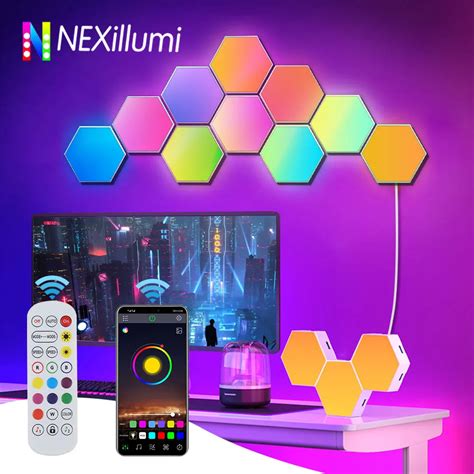 LED-Hexagon-Lights-Smart-Hexagon-Wall-Lights-App-Remote-Control-LED-Light-Panels-Gaming-Lights ...