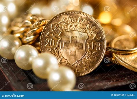 Twenty Swiss Francs coins stock photo. Image of investment - 28313102