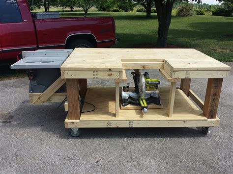 Mobile Workbench, Table Saw and Miter Saw is moveable. *by Eric | Mobile workbench, Garage work ...