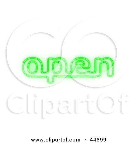 Clipart Illustration of a Glowing Green Open Neon Sign by oboy #44699