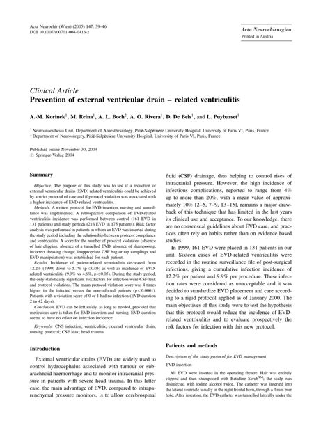 (PDF) Prevention of external ventricular drain - Related ventriculitis