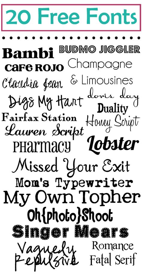 20 Super Cute Fonts | Silhouette fonts, Fancy fonts, Scrapbook fonts