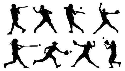 ᐈ Softball silhouettes stock cliparts, Royalty Free softball silhouette ...