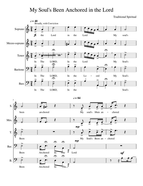 My Soul's Been Anchored in the Lord Sheet music for Piano | Download free in PDF or MIDI ...