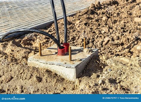 The Ends Of The Electrical Cable In The Trench. Electrical Cable Installation. Foundation For ...