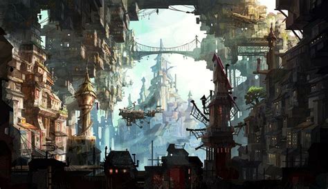 Steampunk Artwork by Avant Choi | Steampunk city, Fantasy city, Fantasy landscape