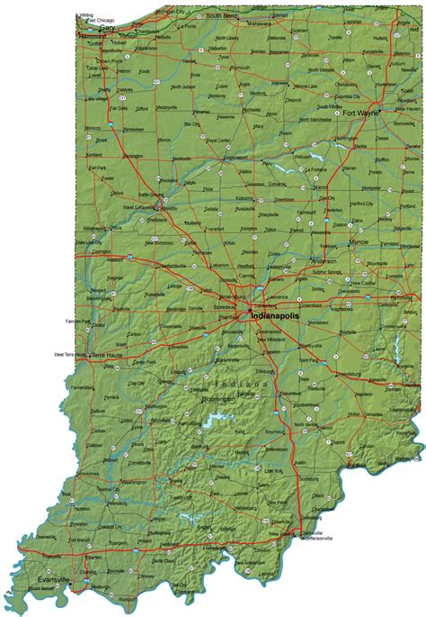 Detailed Indiana Road Map - Indiana • mappery