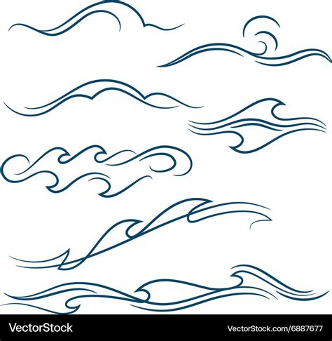 Simple waves set Royalty Free Vector Image - VectorStock