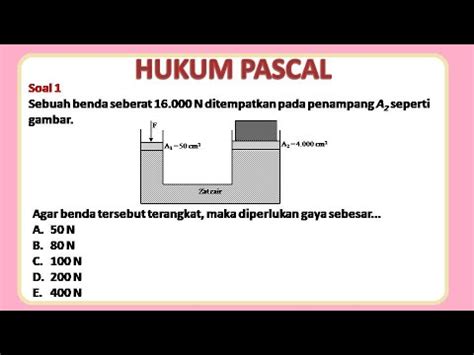 Contoh soal hukum pascal dan archimedes