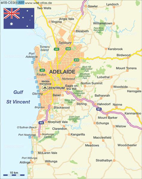 Map of Adelaide, region (Region in Australia) | Welt-Atlas.de