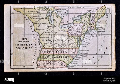 1882 Bradstreet Atlas Map - United States Thirteen Colonies 1776 Stock Photo - Alamy