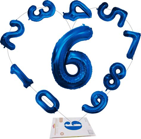 40 Inch Numbers 6 Balloon, Birthday number 6 helium balloons, Foil ...