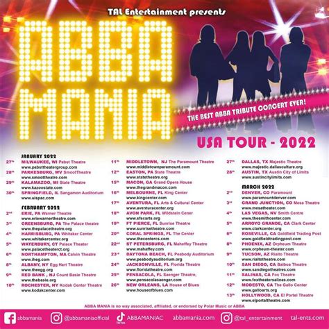 abba mania - 2022 winter tour dates