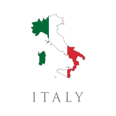 Italy map with flag. Country shape outlined and filled with the flag of ...