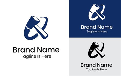 Premium Vector | Blue and white abstract hammer logo