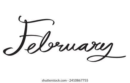 February Font Text Calligraphy Hand Written Stock Vector (Royalty Free ...