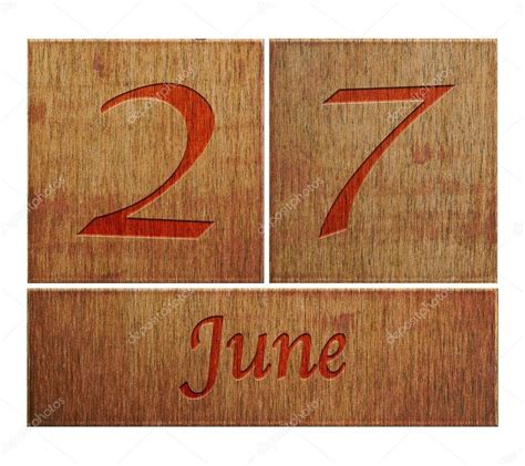 Wooden calendar June 27. — Stock Photo © StockPhotoAstur #23987135