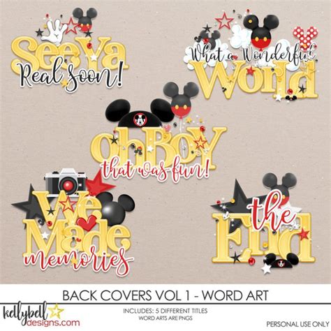 Back Covers Vol 1 Word Art - Kellybell Designs