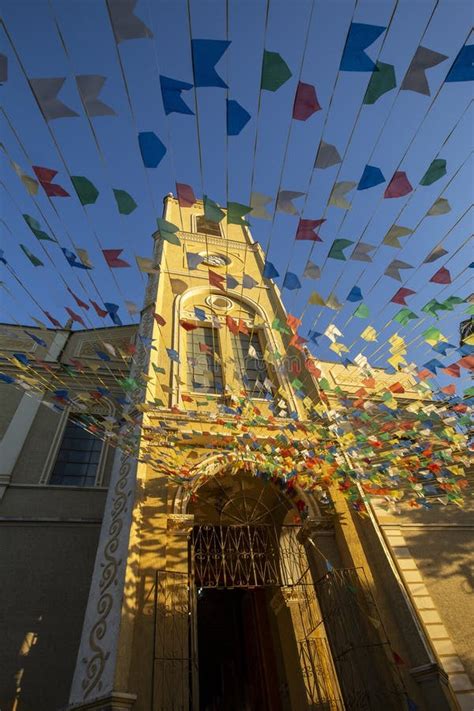 Church Sao Joao Batista in Joanopolis, Interior of Sao Paulo, Adorned with Flags of the June ...