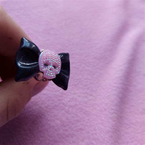 Kawaii/cute Pastel Goth Pink Skull Black Bow Punk Grunge - Etsy