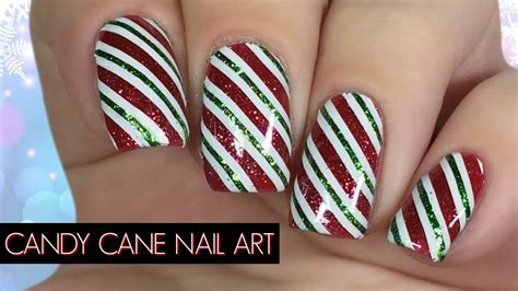 Candy Cane Christmas Nail Art Tutorial - YouTube