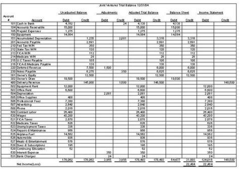 Accounting Worksheets Examples