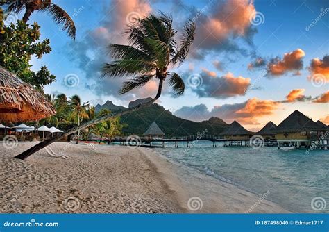 Beautiful Bora Bora Sunrise Sunset on the Beach. Stock Photo - Image of ...