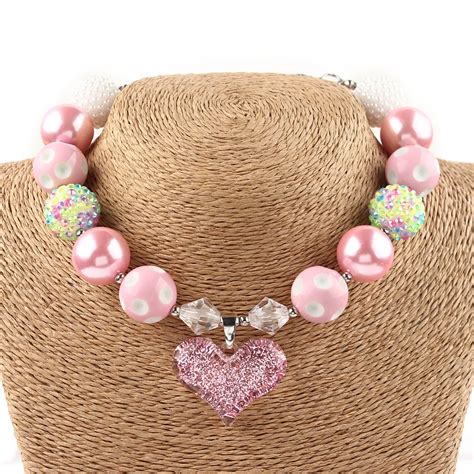 20mm Beads Lovely Children Pink Beaded Chunky Necklace Fashion ...