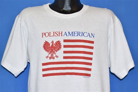 80s Polish American Flag Eagle Emblem USA Poland t-shirt Large | Etsy