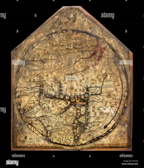 Mappa Mundi in Hereford Cathedral, Hereford, England, UK. The map dates ...