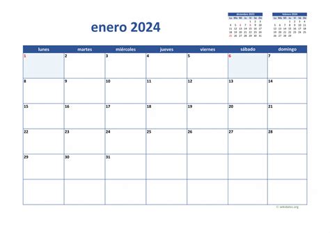 Calendario Enero 2024 | WikiDates.org