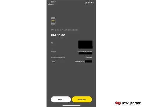 One-Tap Authorisation inside the MAE by Maybank2u app.