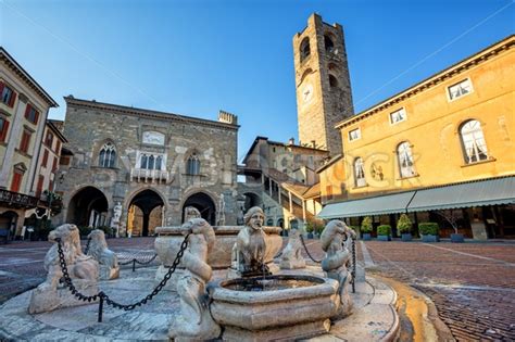 Piazza Vecchia in Bergamo Old town, Italy - GlobePhotos - royalty free ...