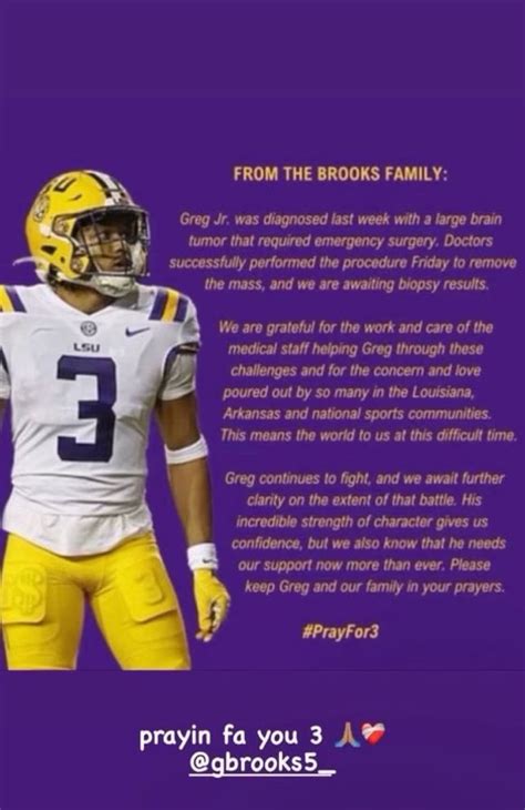 BREAKING: LSU Tigers Football Player Has 'Brain Tumor'