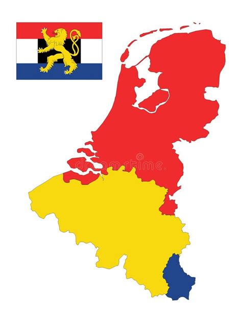 Map of Benelux with National Flags of Member States Stock Vector - Illustration of states ...