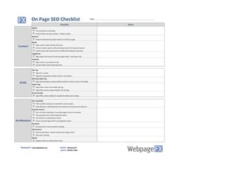 On-Page SEO Checklist | PPT