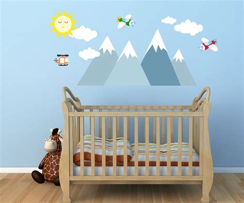 WD4800 Nursery Mountain Decal Mountains Wall Decals Mountain Decal Wall Decals & Murals Home ...