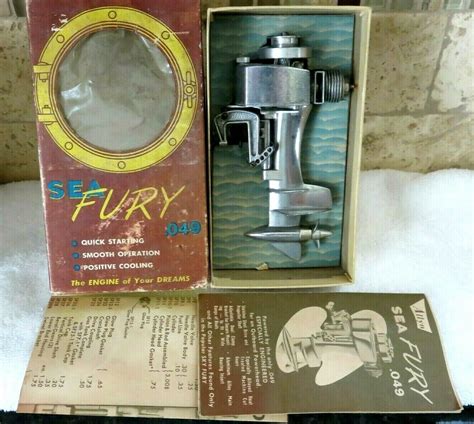 Vintage 1954 ALLYN'S SEA FURY .049 Outboard Motor With Paperwork & Box