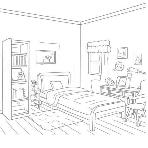 Drawing For Children Bedroom Download Drawing Room For Children Coloring Page Outline Sketch ...