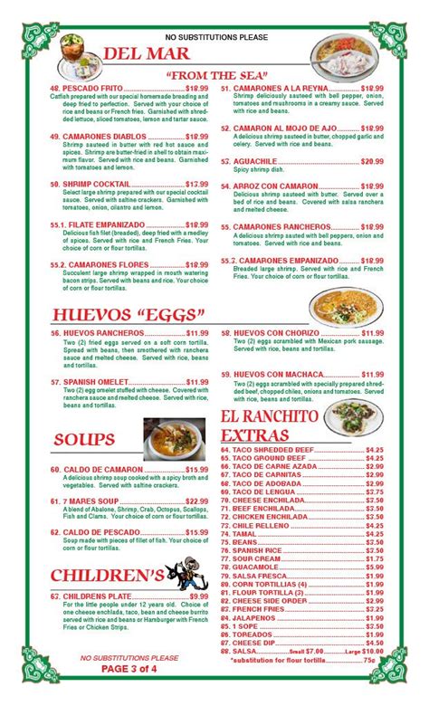 Menu — El Ranchito Mexican restaurant