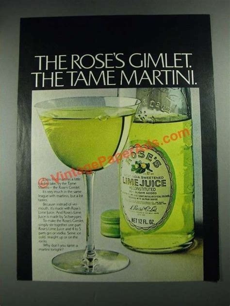 1974 Rose's Lime Juice Ad - The Rose's Gimlet. The Tame Martini.